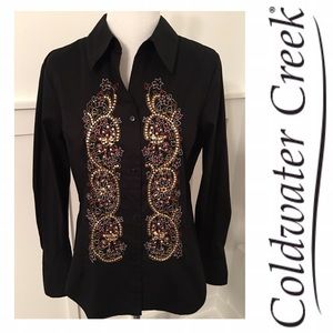 Coldwater Creek embellished long-sleeve top.